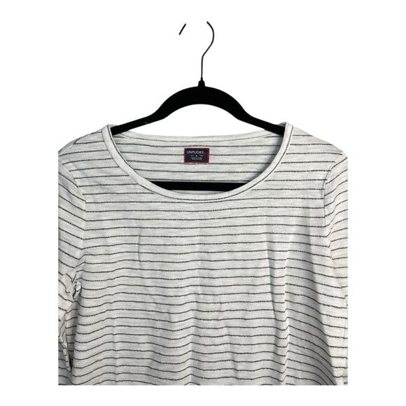 UNTUCKit Long‎ Sleeve Wide Collar Blouse in Black and White Stripe Size M NWT - Picture 4 of 6